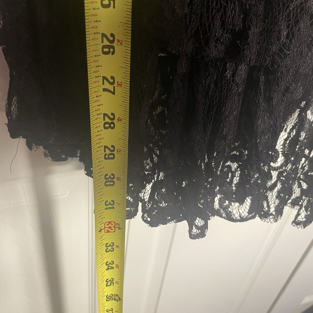 Vintage All That Jazz Dress Women Medium Black Velvet Lace Tiered 90s Whimsigoth - Picture 6 of 9